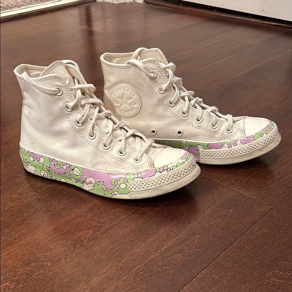 Converse High-Top Sneakers with Floral Design